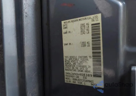 2012 Nissan Altima 2.5 S from USA, damaged, VIN 1N4AL2APXCN408389